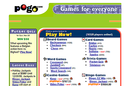 Pogo.com website in 1999