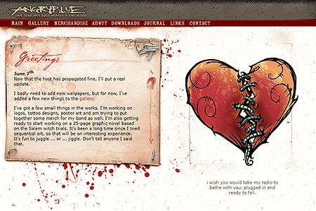 Angryblue website in 2004