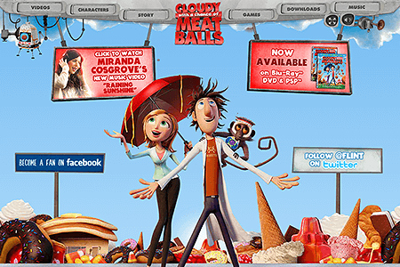 Cloudy with a Chance of Meatballs flash website in 2009